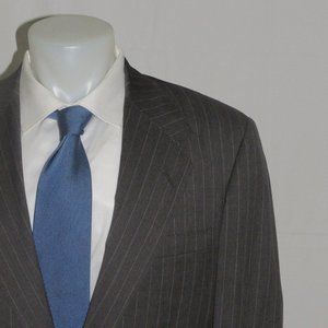 Oxxford Clothes Bespoke Charcoal Striped Three Roll Two Suit 40L